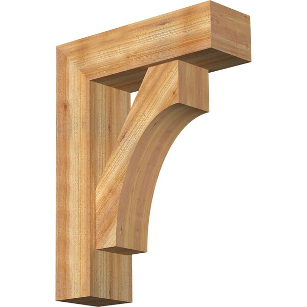 Ekena Millwork Westlake Block Rough Sawn Bracket w/ Offset Brace, Western Red Cedar, 8"W x 26"D x 34"H BKT0806X26X34WTL05RWR - main